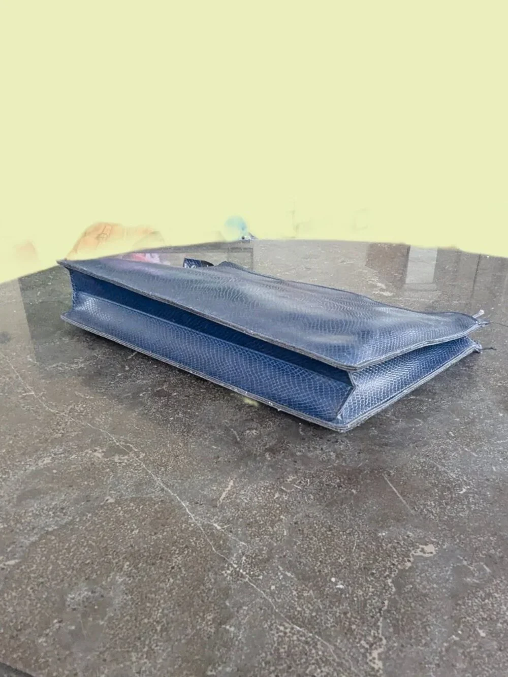 Hazel's Blue Leather Snakeskin embossed Briefcase with retractable handles